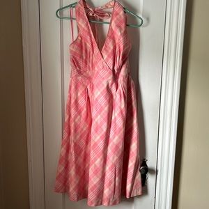 Vineyard Vines Halter Dress Size 12 100% Cotton Pink Plaid